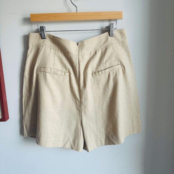 NWT Jason Wu Linen Blend High Waisted Pleated Shorts‎ – Cream – Size 10 – $230 - Picture 9 of 10